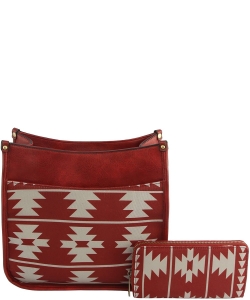 Aztec Pattern 2-in-1 Hobo Crossbody Bag LD154-1W RED